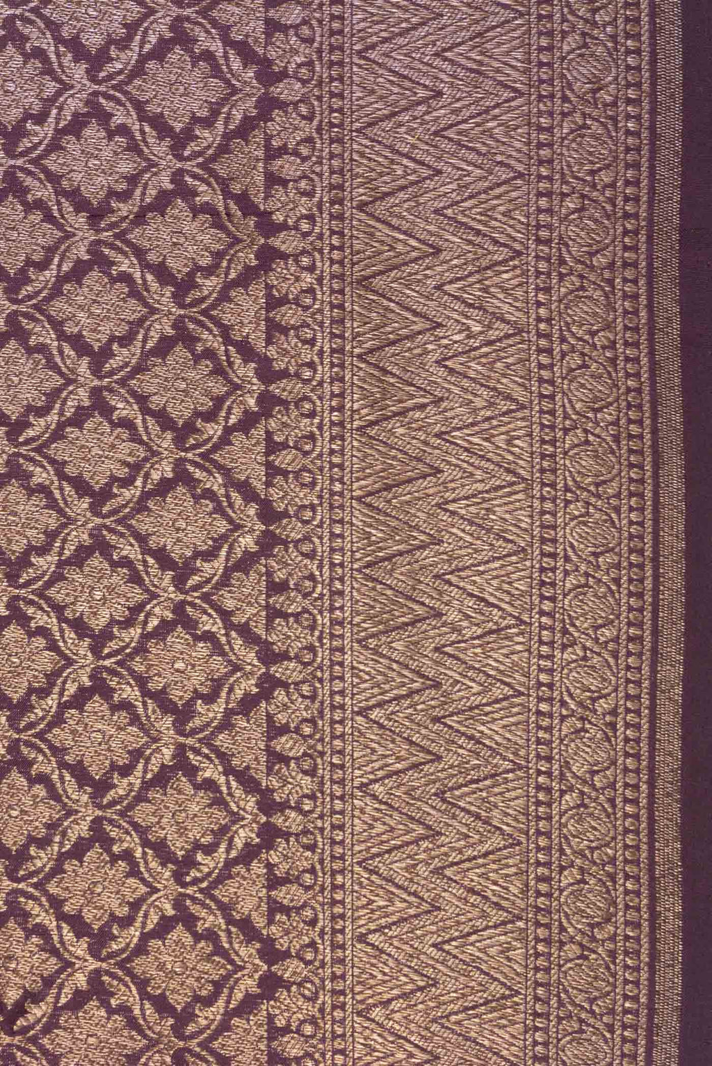 Border image of Burgundy Dual Tone Banarasi Silk Saree with Zari Brocade on the body and Zari Border