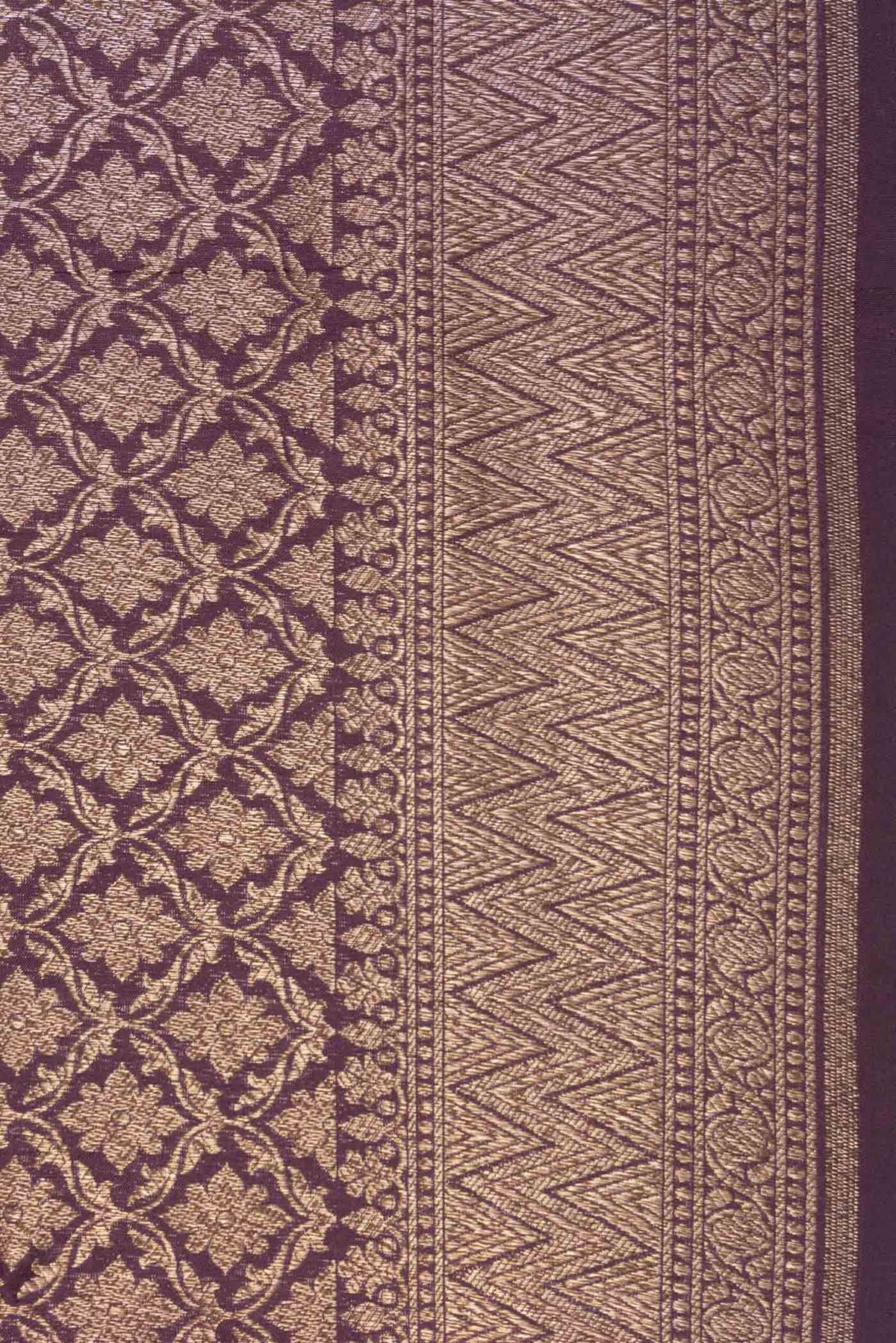 Border image of Burgundy Dual Tone Banarasi Silk Saree with Zari Brocade on the body and Zari Border