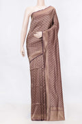 Burgundy Dual Tone Banarasi Silk Saree with Zari Brocade on the body and Zari Border displayed on a mannequin