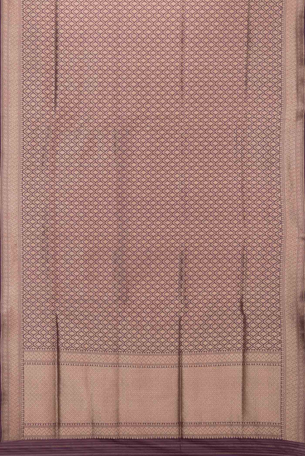 Flat view of Burgundy Dual Tone Banarasi Silk Saree with Zari Brocade on the body and Zari Border