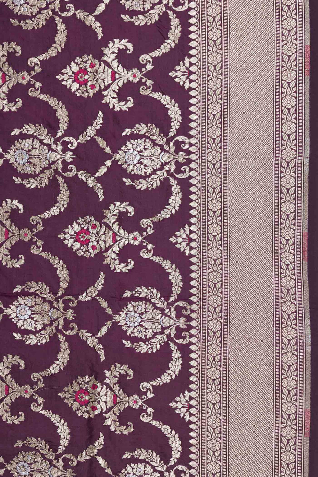 Border image of Burgundy Dual Tone Banarasi Silk Saree with Zari Brocade on the body and Zari Border