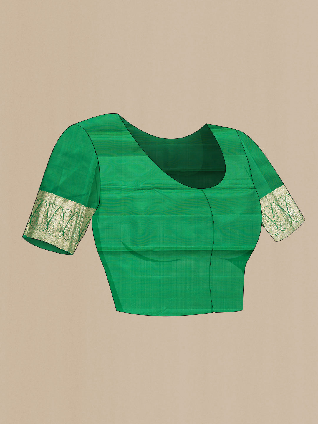 Close up image of the blouse of Pink Dual Tone Kanchipuram Silk Saree with Zari Brocade on the body and Zari Border