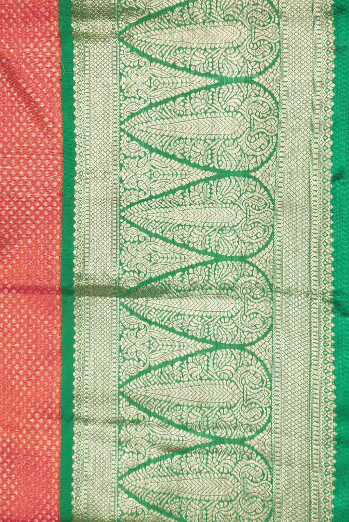 Border image of Pink Dual Tone Kanchipuram Silk Saree with Zari Brocade on the body and Zari Border