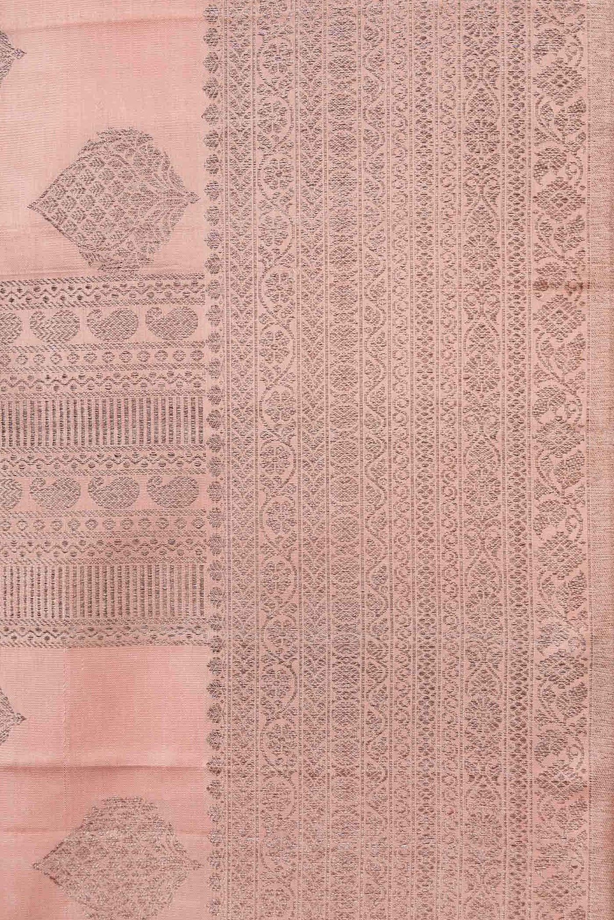 Border image of Golden Peach Dual Tone Kanchipuram Silk Saree with Zari Brocade on the body and Zari Border