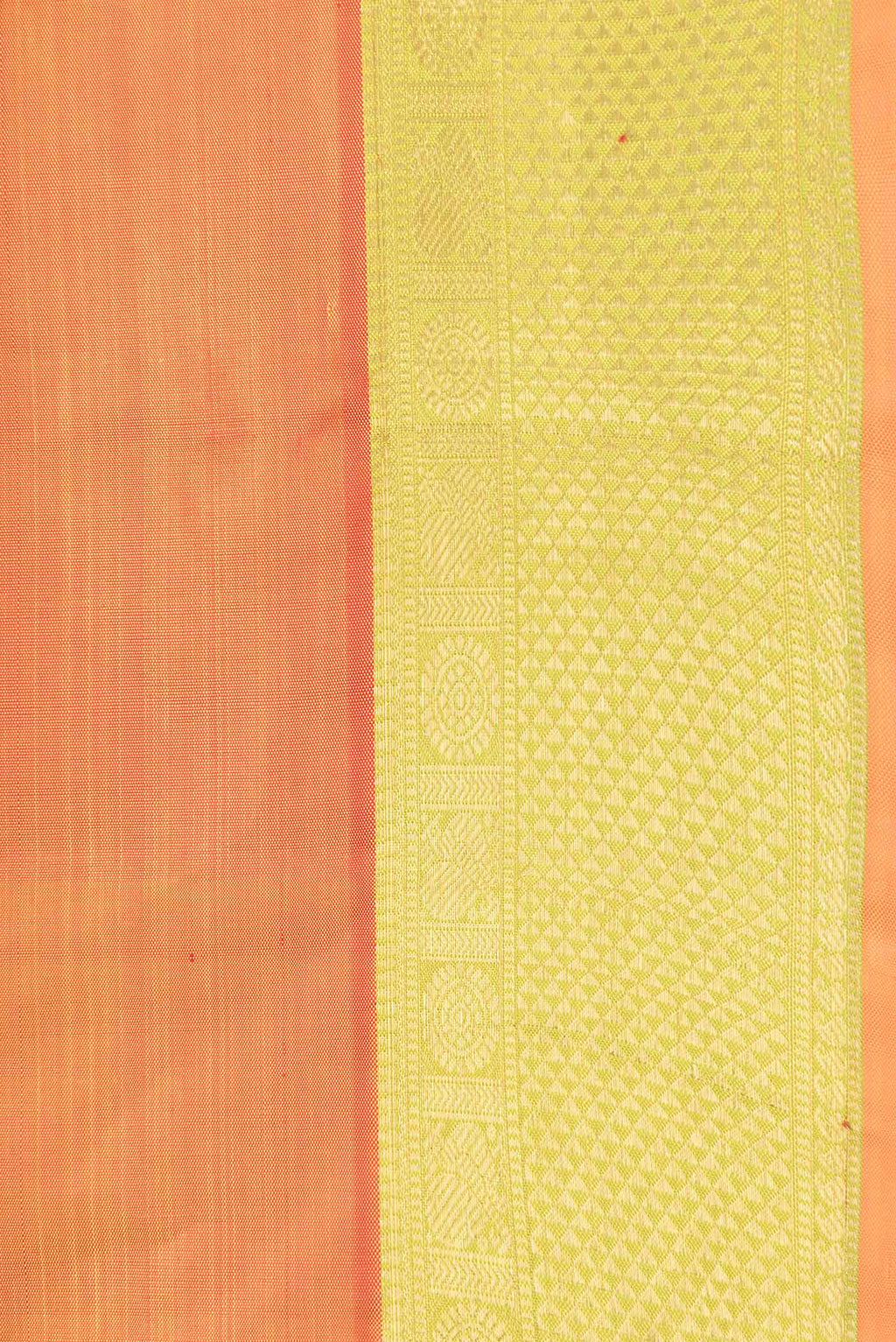 Border image of Pure Silk Pure Zari Orange Dual Tone Kanchipuram Saree with Zari Butta on the body and Zari Border