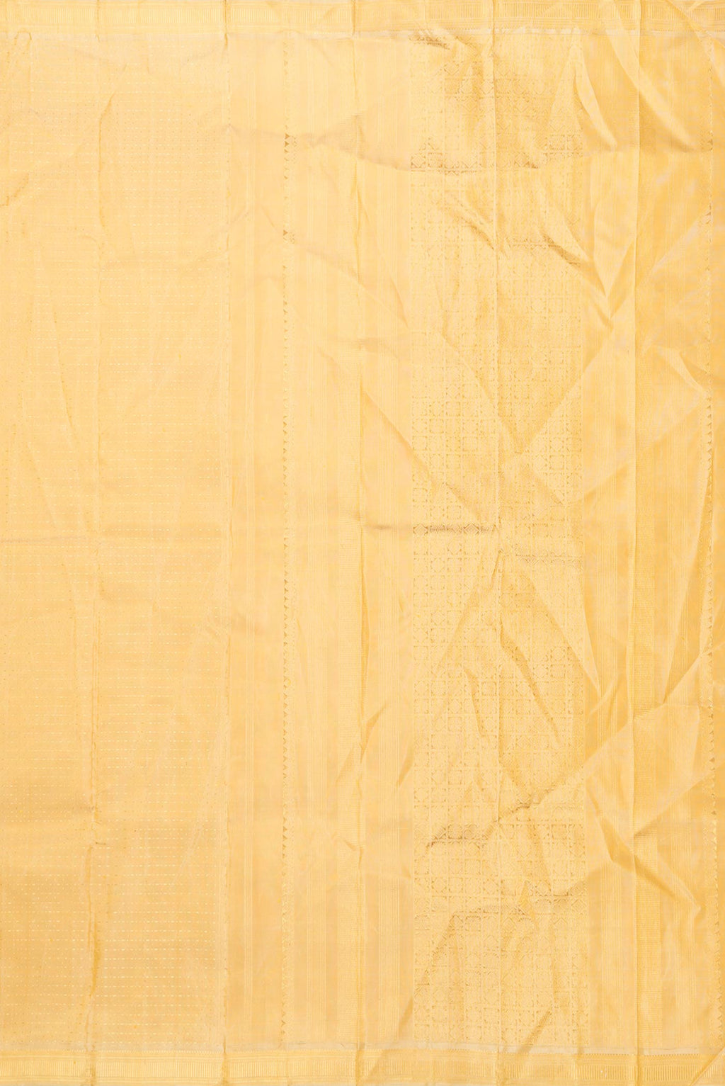 Close up image of the pallu of Pure Silk Pure Zari Sandal Dual Tone Kanchipuram Saree Checked design on the body and Zari Border
