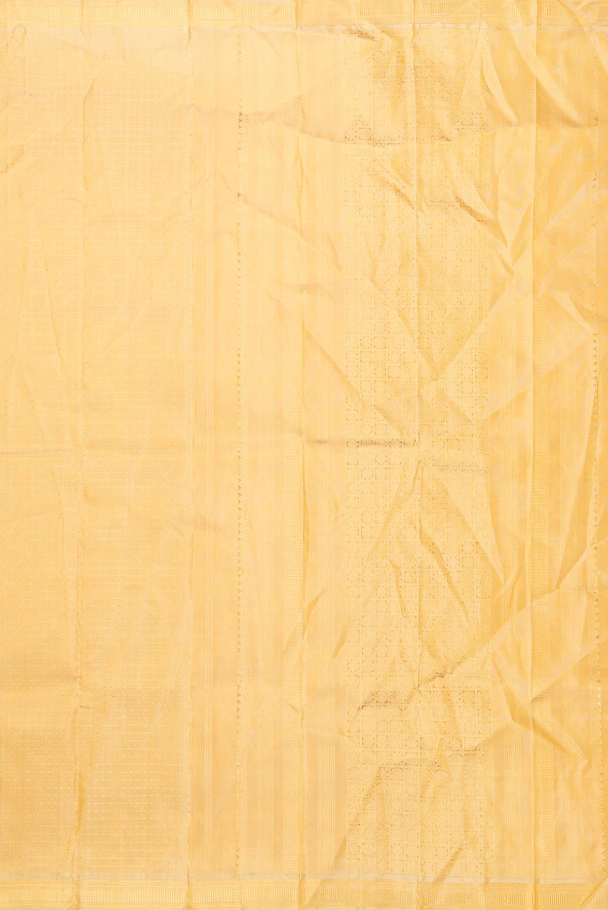 Close up image of the pallu of Pure Silk Pure Zari Sandal Dual Tone Kanchipuram Saree Checked design on the body and Zari Border