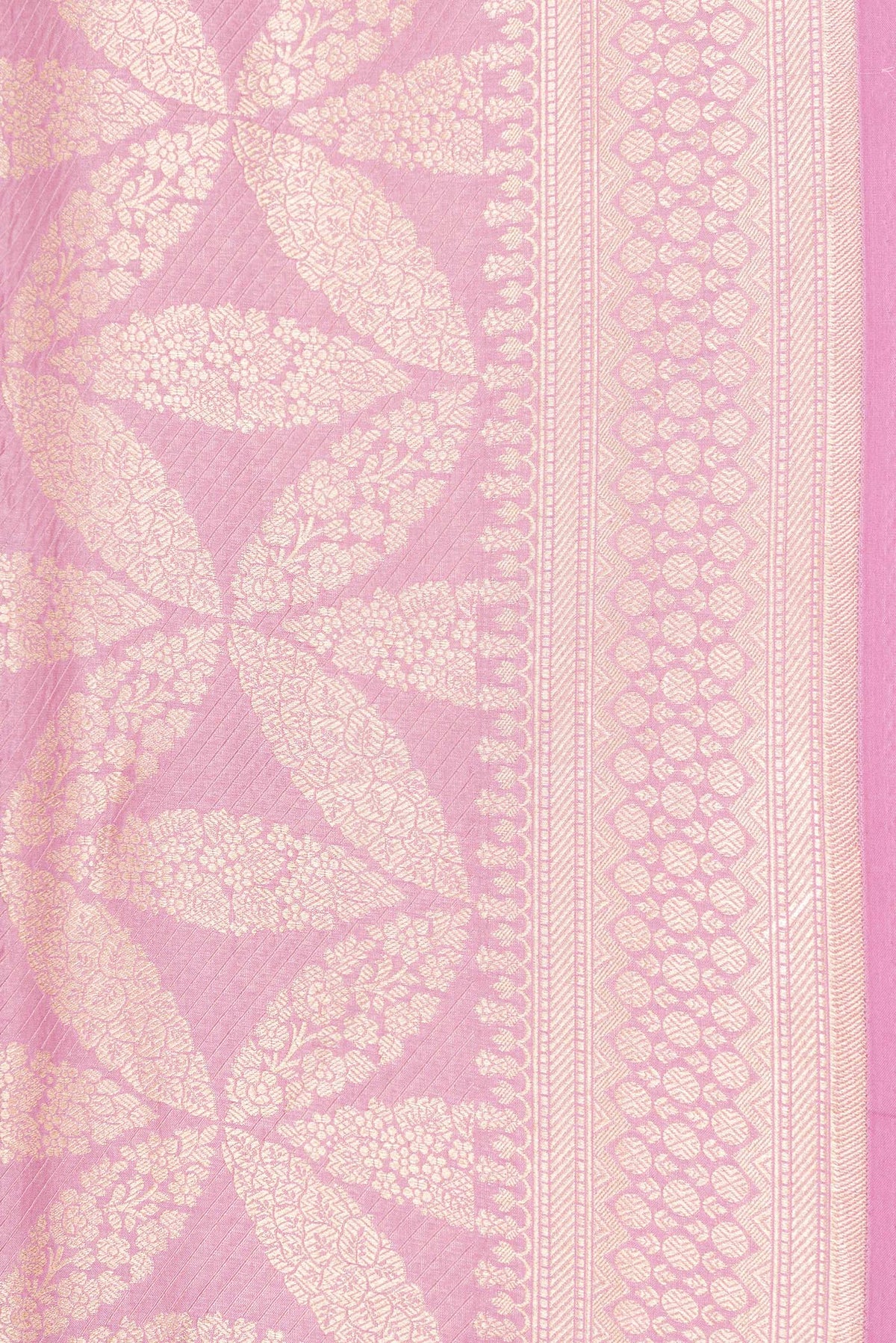 Border image of Pink Dual Tone Banarasi Silk Saree with Zari Brocade on the body and Zari Border. 