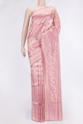 Pink Dual Tone Banarasi Silk Saree with Zari Brocade on the body and Zari Border.  displayed on a mannequin