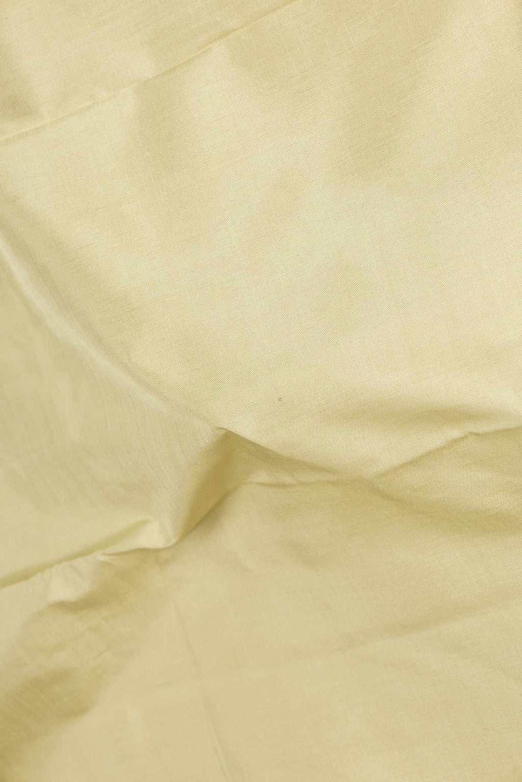 Close up of Pure Silk Pure Zari Beige Kanchipuram Saree with Plain Body and One Side Border displaying folds