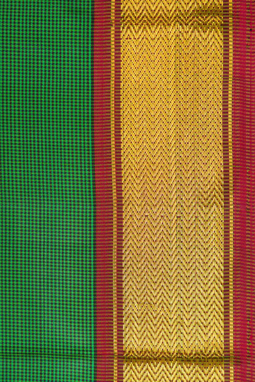 Border image of Green Dual Tone Kanchipuram Silk Saree with Checked design on the body and Zari Border