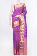 Pure Silk Pure Zari Purple Dual Tone Kanchipuram Saree with Jacquard With Zari Butta on the body and Zari Border displayed on a mannequin