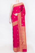 Dark Pink Dual Tone Kanchipuram Silk Saree with Zari Butta on the body and Zari Border displayed on a mannequin