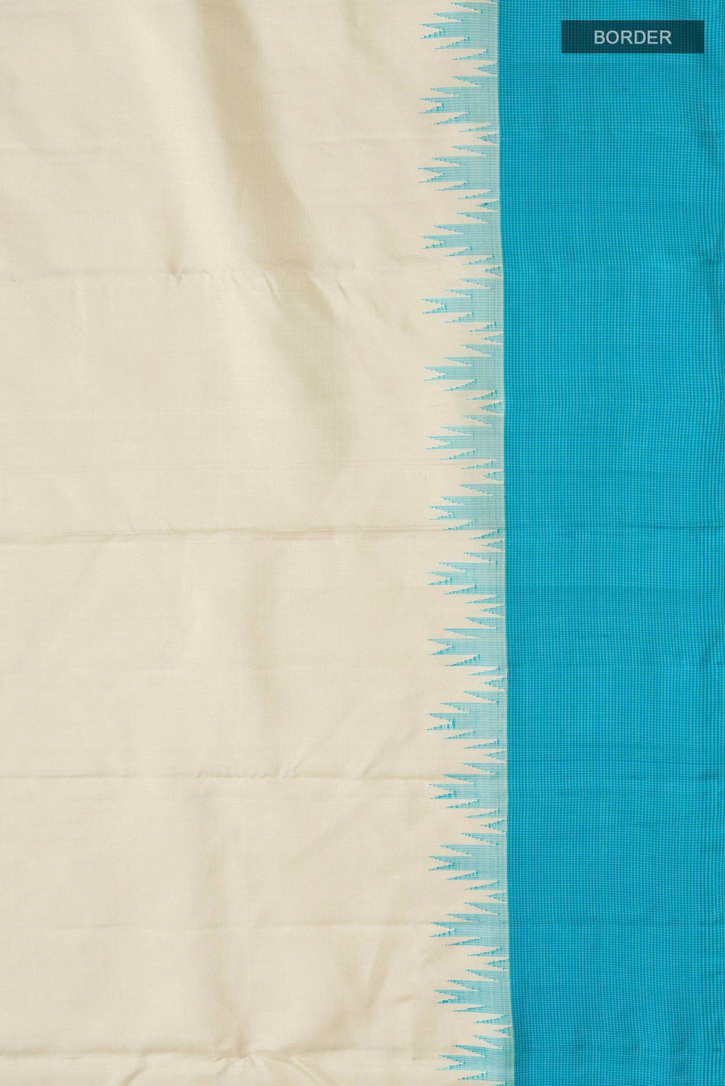 Border image of Cream Kanchipuram Silk Saree with Plain Body and Temple Border