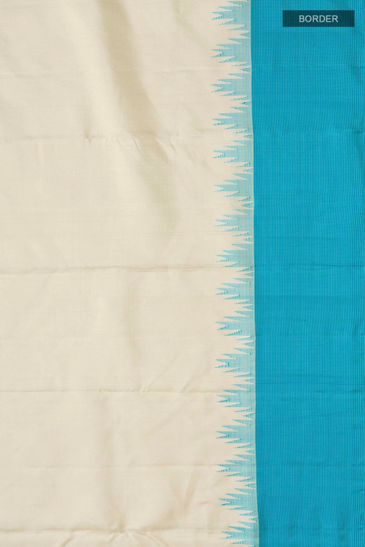Border image of Cream Kanchipuram Silk Saree with Plain Body and Temple Border