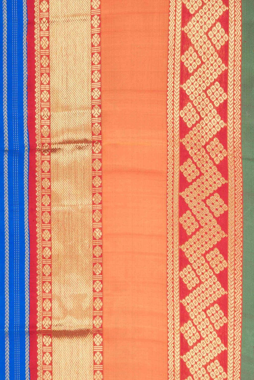 Border image of Pure Silk Pure Zari Royal Blue Dual Tone Kanchipuram Saree with Stripes on the body and Zari Border