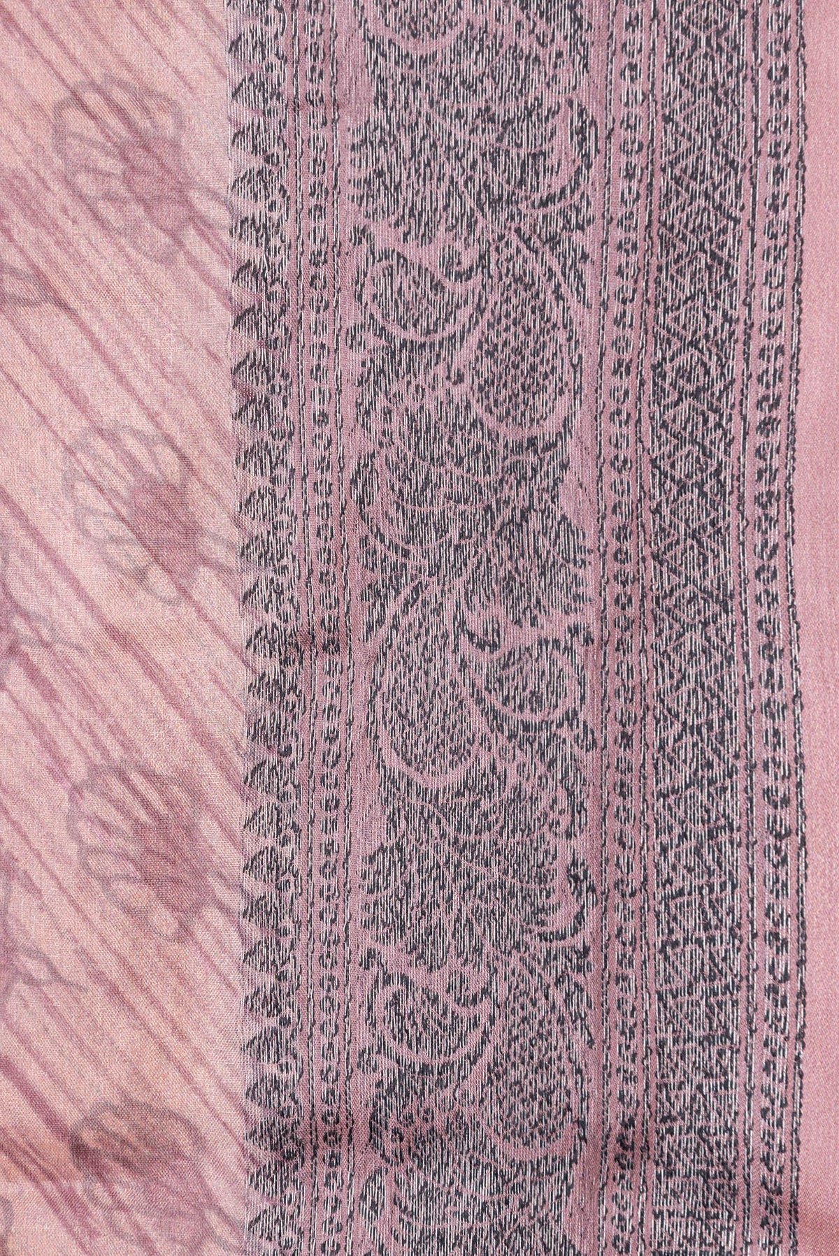 Border image of Golden Peach Dual Tone Tussar Silk Saree with Printed design on the body and Zari Border. 