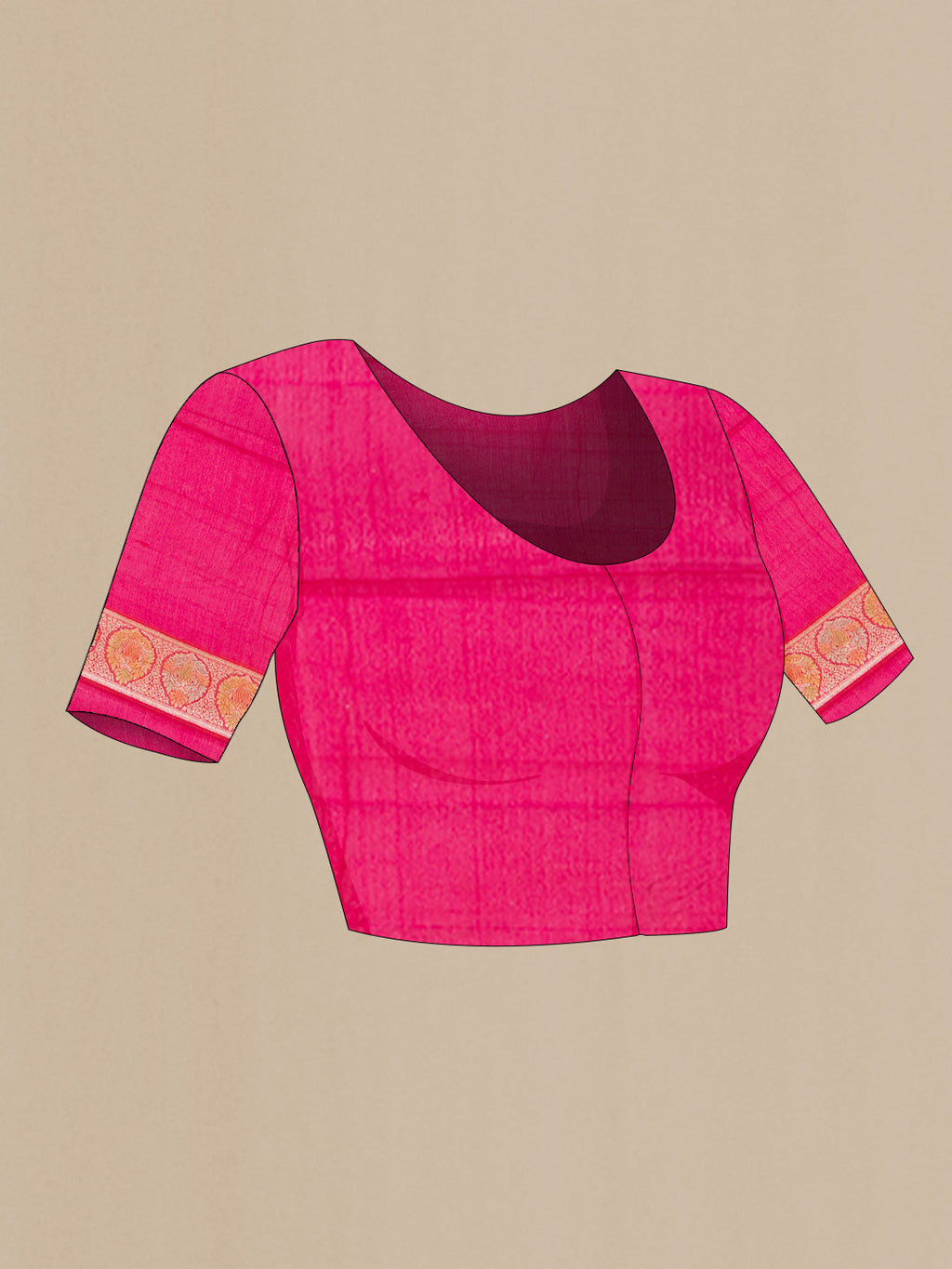 Close up image of the blouse of Pink Dual Tone Georgette Saree with Zari Brocade on the body and Zari Border