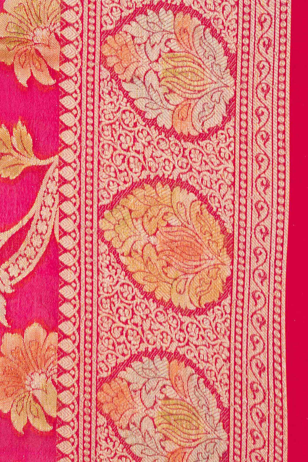 Border image of Pink Dual Tone Georgette Saree with Zari Brocade on the body and Zari Border