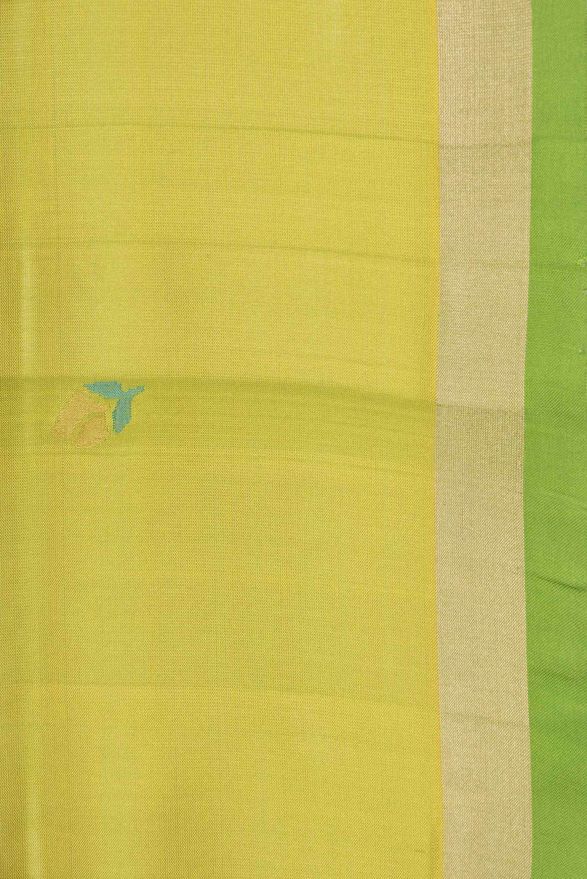 Border image of Parrot Green Dual Tone Uppada Silk Saree with Zari And Thread Butta on the body and Zari Border