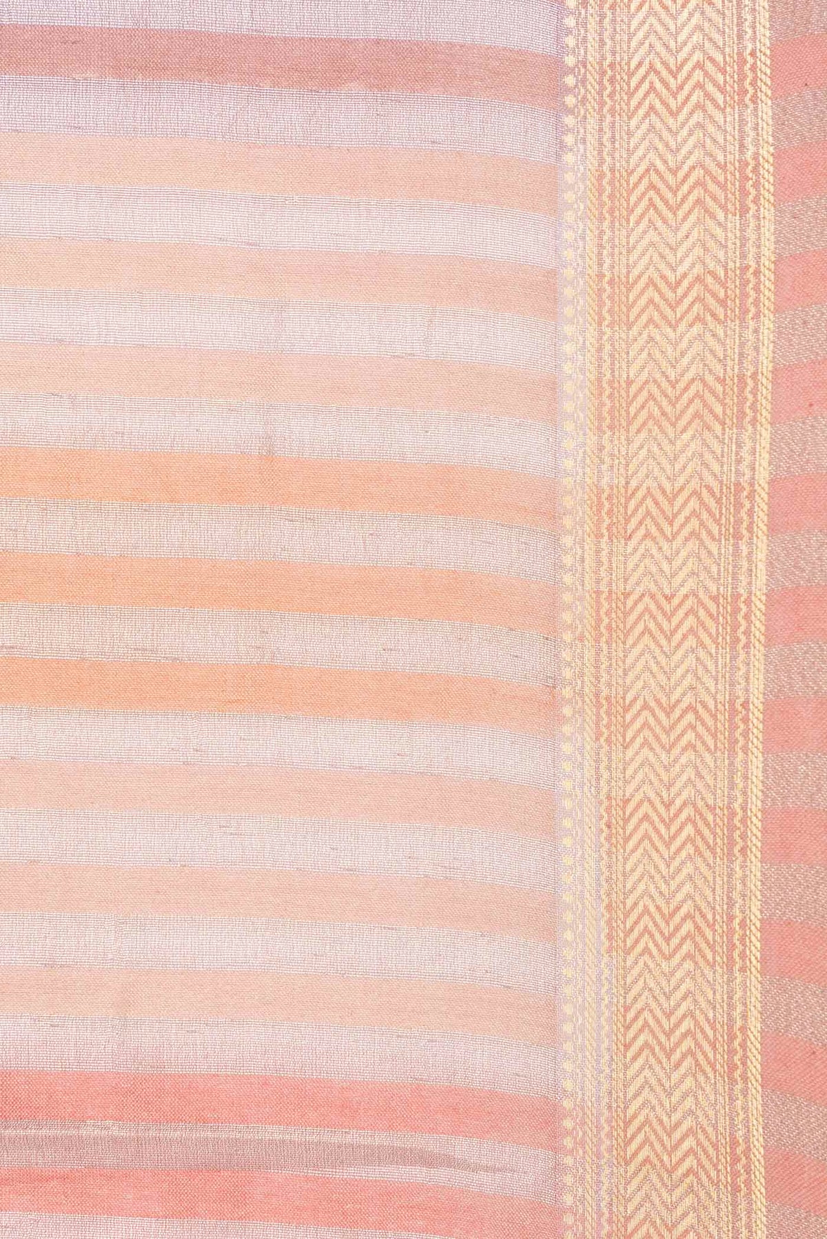Border image of Golden Peach Dual Tone Banarasi Saree with Stripes on the body and Zari Border