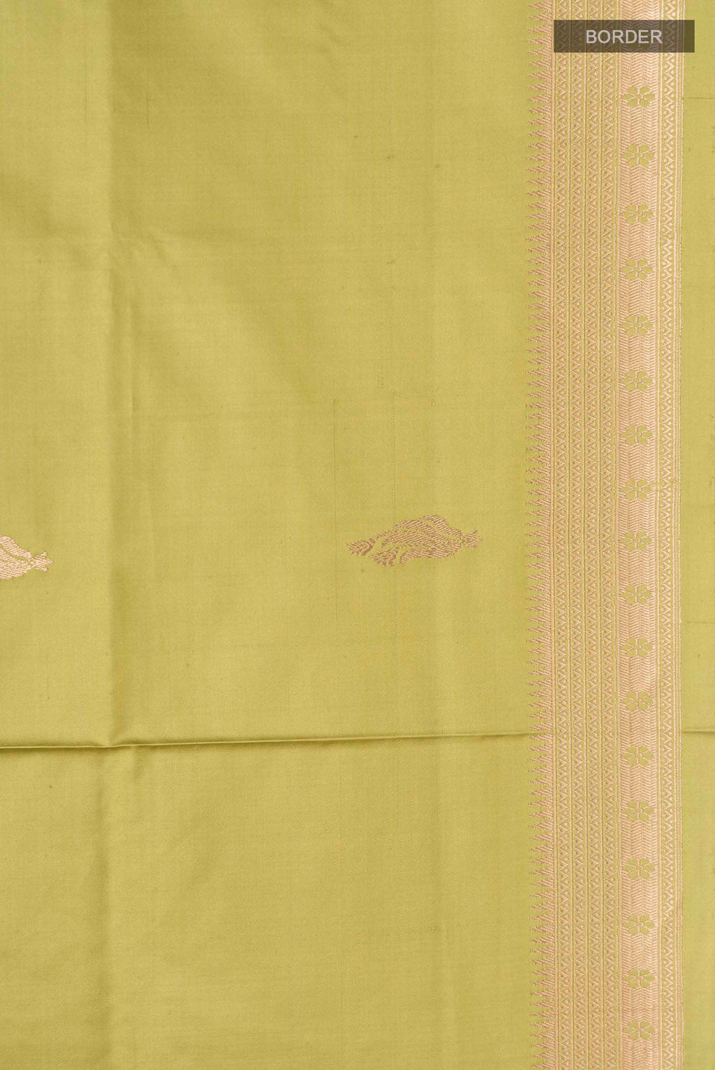 Border image of Green Banarasi Silk Saree with Zari Butta on the body and Zari Border