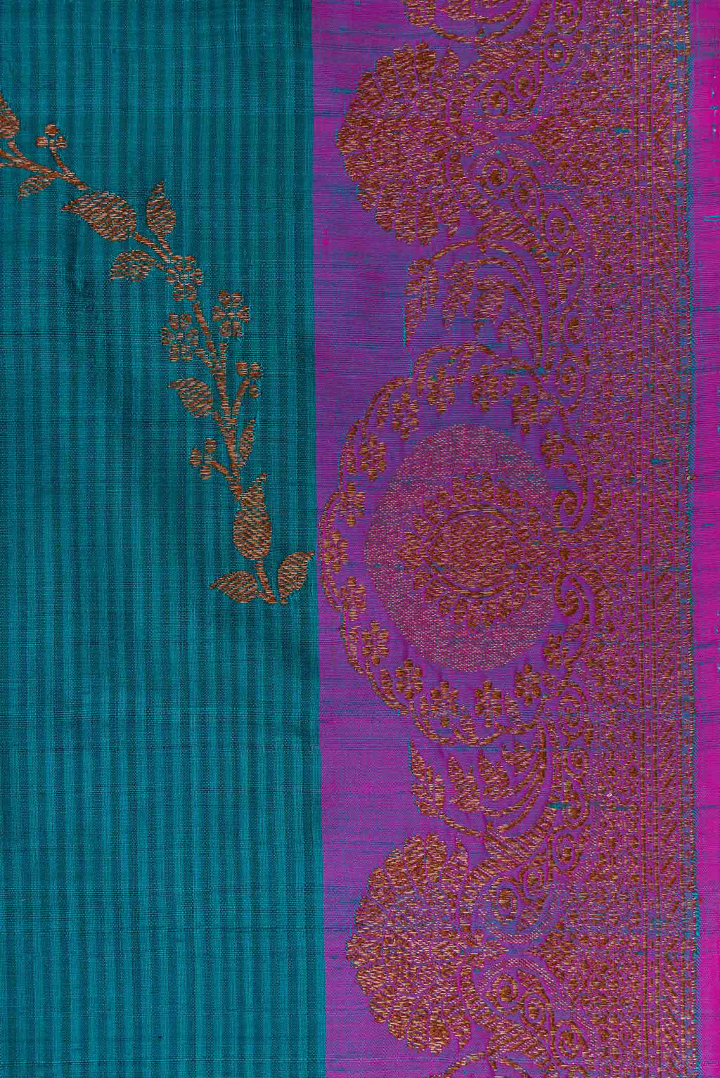 Border image of Maya Blue Banarasi Tussar Silk Saree with Zari Butta on the body and Zari Border