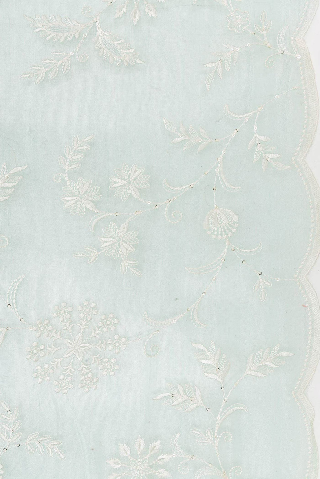 Border image of Sea Green Dual Tone Organza Silk Saree with Embroidery on the body and Embroidery Border. 