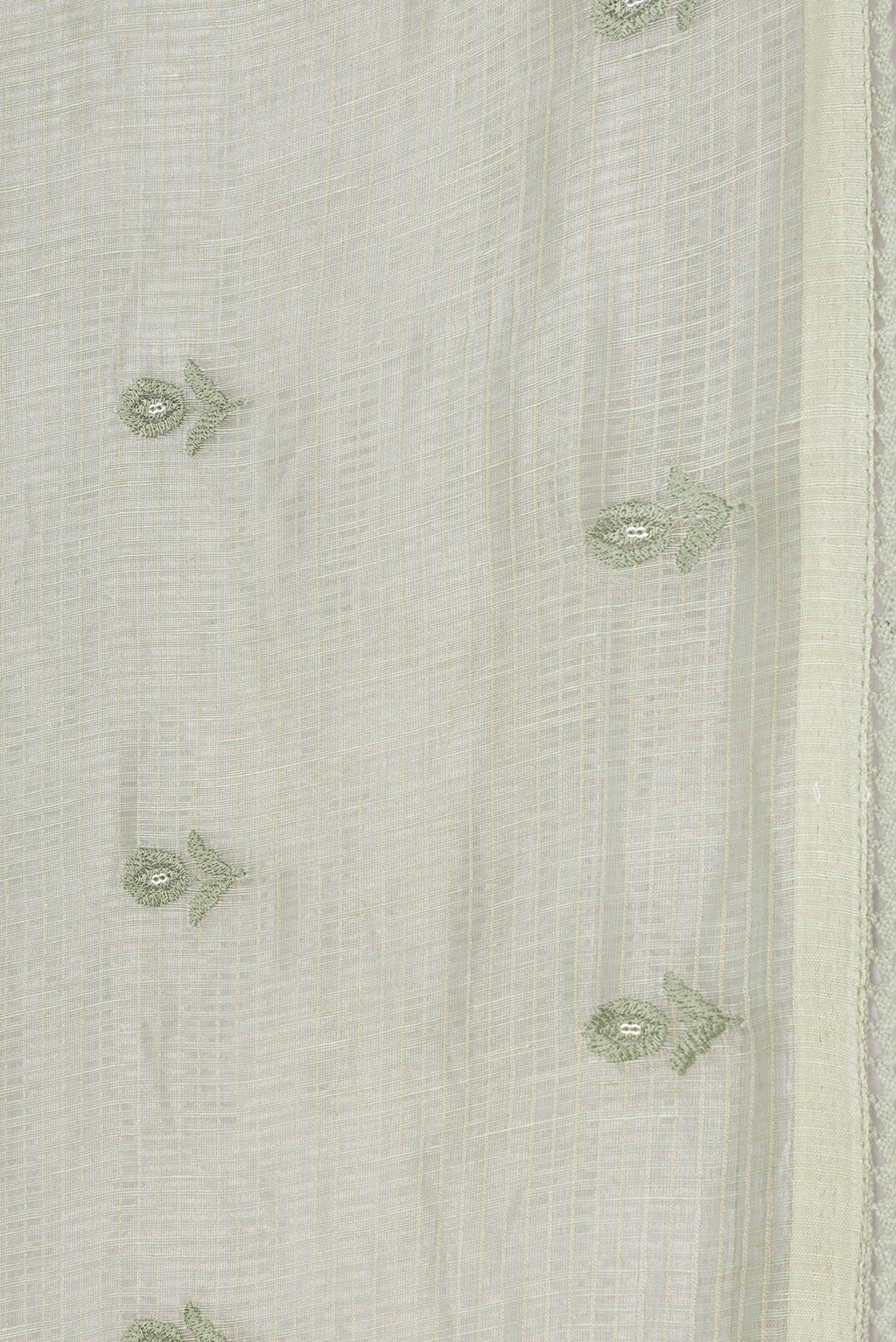 Border image of Pista Green Dual Tone Organza Silk Saree with Embroidery on the body and Embroidery Border. 