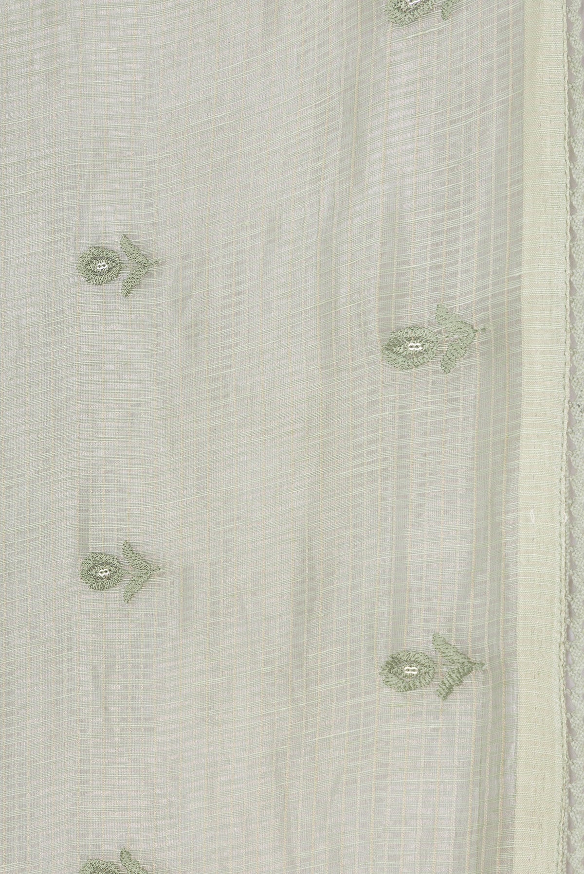 Border image of Pista Green Dual Tone Organza Silk Saree with Embroidery on the body and Embroidery Border. 