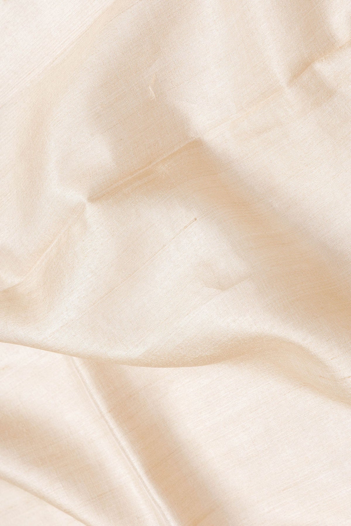 Close up of Beige Dual Tone Tussar Silk Saree with Plain Body and Thread Border.  displaying folds