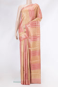 Multi Color Banarasi Raw Silk Saree with Zari Brocade on the body and Zari Border.  displayed on a mannequin