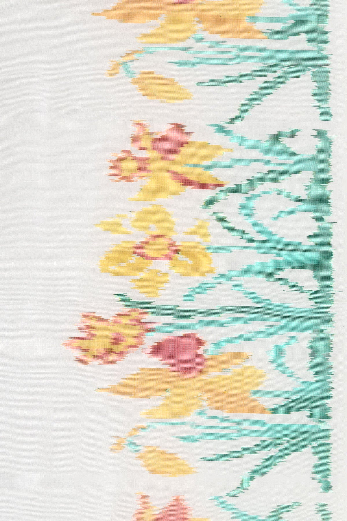 Border image of Off White Dual Tone Double Ikat Saree with Plain Body and Ikat Border. 