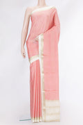 Pink Dual Tone Mysore Silk Saree with Checked design on the body and Zari And Thread Border.  displayed on a mannequin