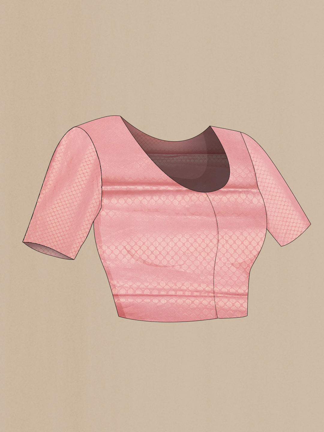 Close up image of the blouse of Pink Dual Tone Banarasi Georgette Saree with Zari Brocade on the body and Zari Border