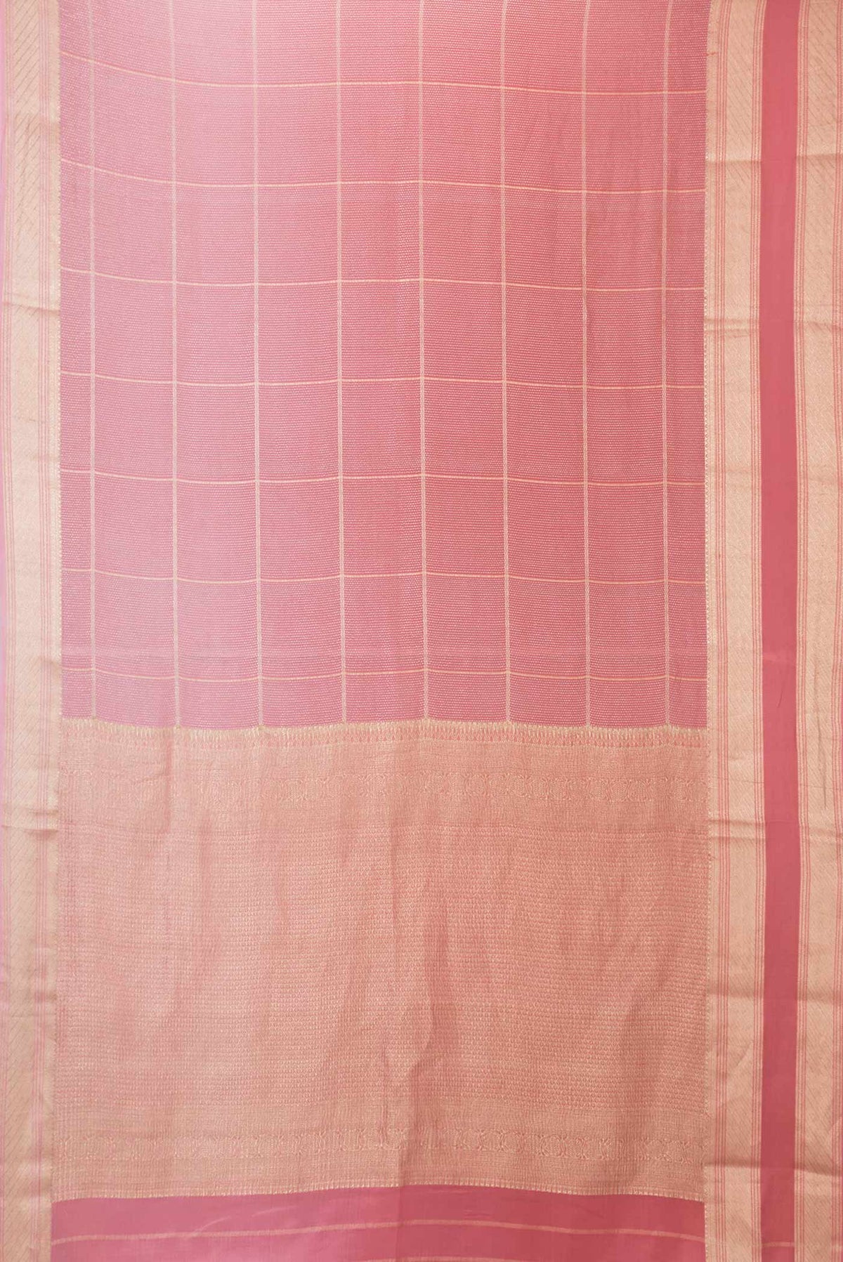 Flat view of Pink Dual Tone Banarasi Georgette Saree with Zari Brocade on the body and Zari Border