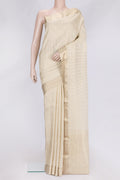Beige Dual Tone Mysore Georgette Saree with Zari Brocade on the body and Zari Border.  displayed on a mannequin