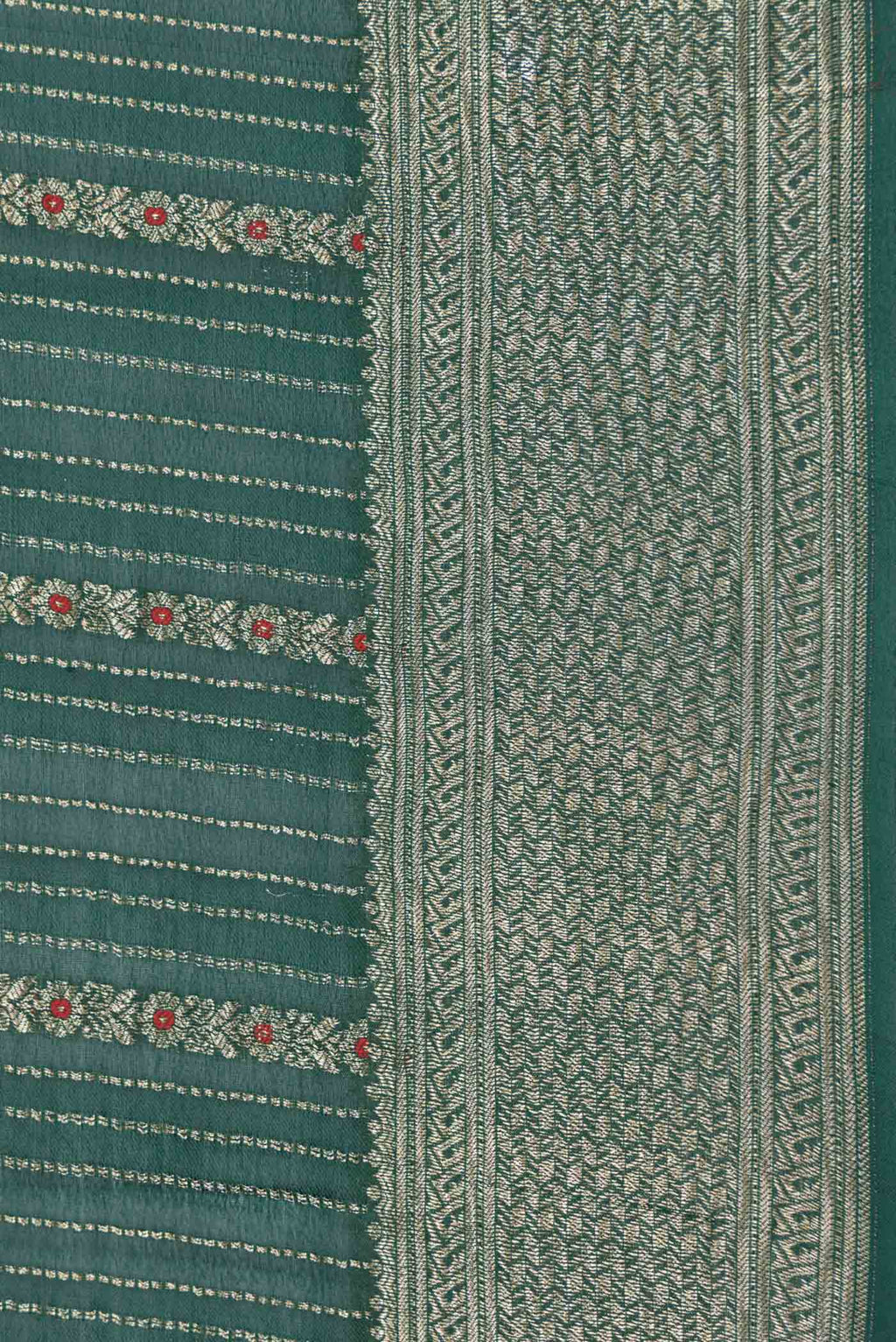 Border image of Green Dual Tone Mysore Georgette Saree with Zari Brocade on the body and Zari Border