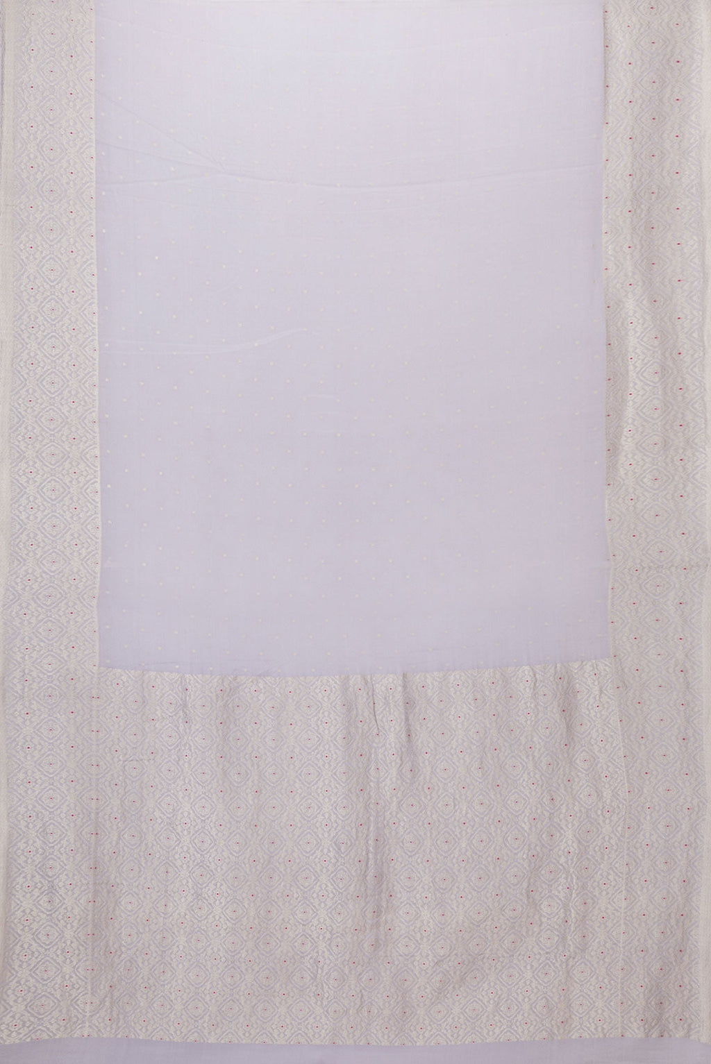 Flat view of Grey Dual Tone Banarasi Georgette Saree with Zari Butta on the body and Zari And Thread Border