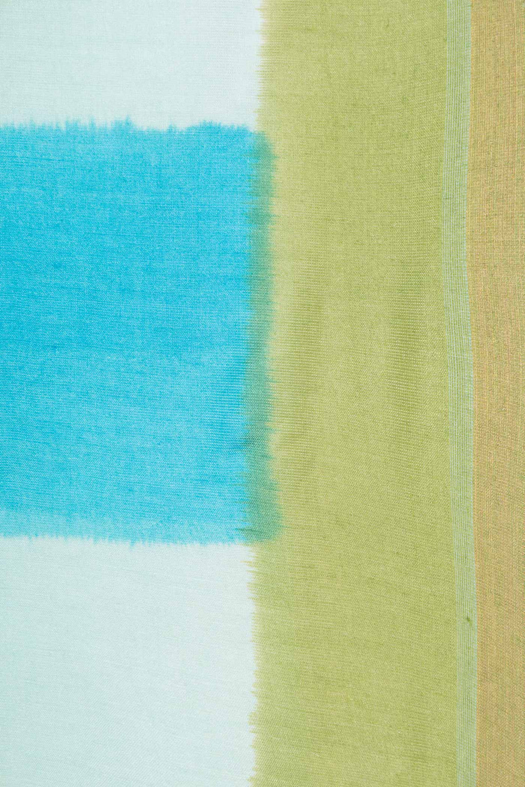 Border image of Sky Blue, Pink and Green Color Tussar Silk Saree with Printed design on the body and Zari Border