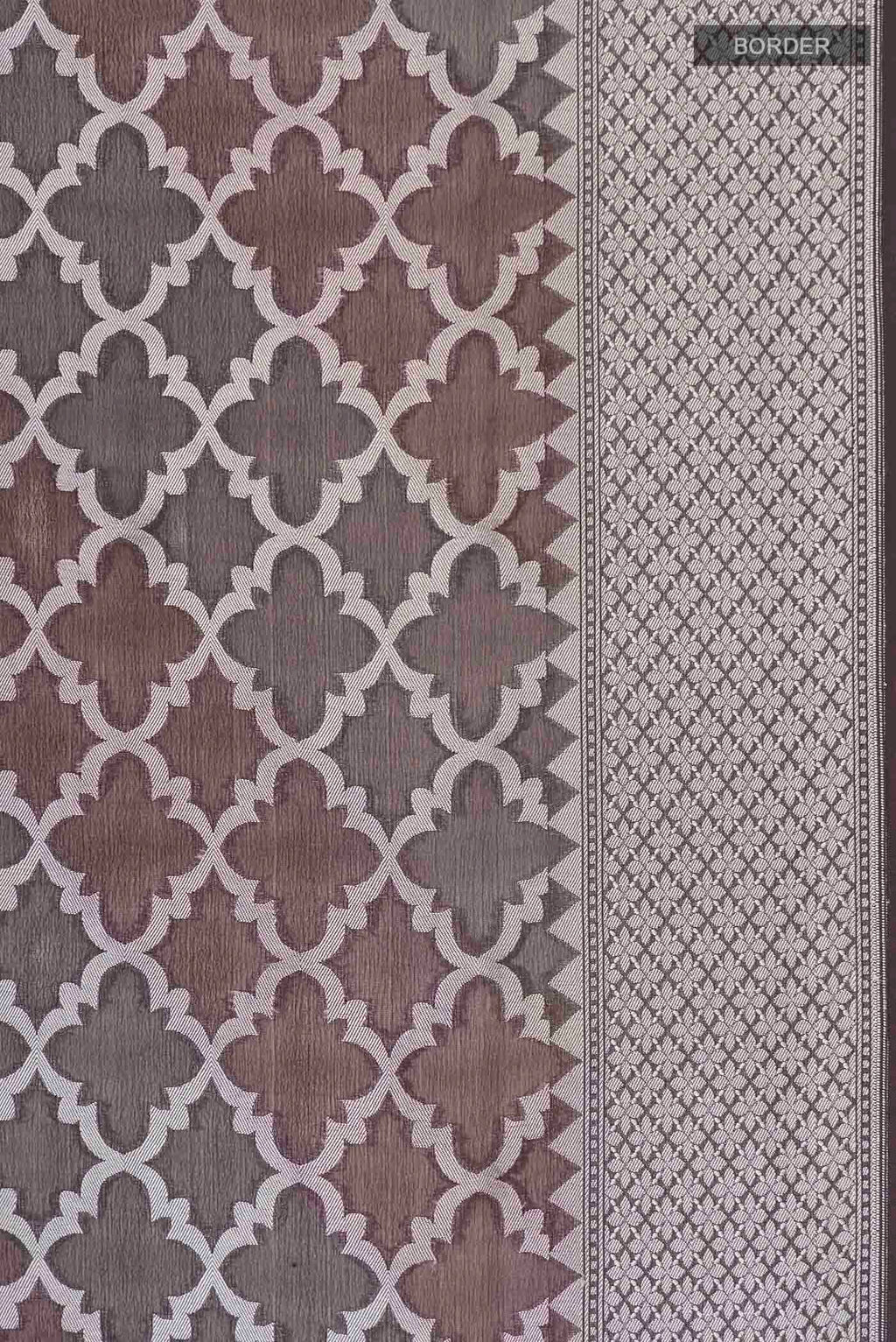 Border image of Brown Banarasi Georgette Saree with Thread Butta on the body and Thread Border