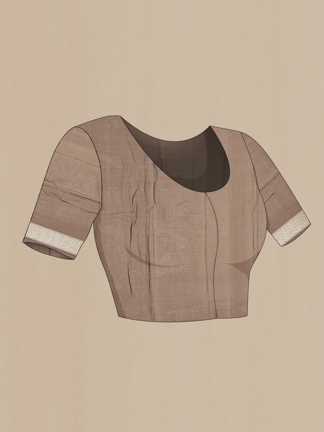 Close up image of the blouse of Brown Dual Tone Banarasi Saree with Zari Brocade on the body and Zari Border. 