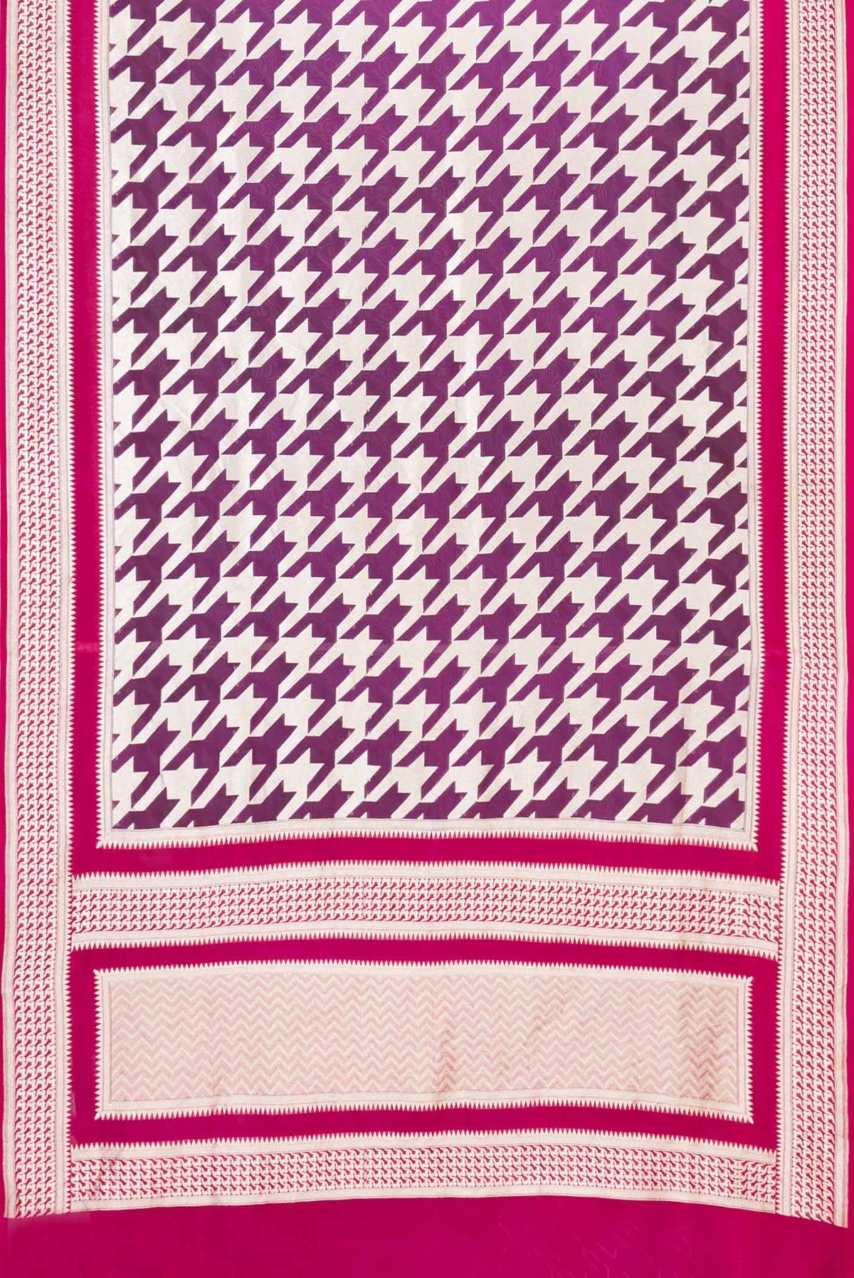 Flat view of Purple Dual Tone Banarasi Silk Saree with Zari Brocade on the body and Zari Border