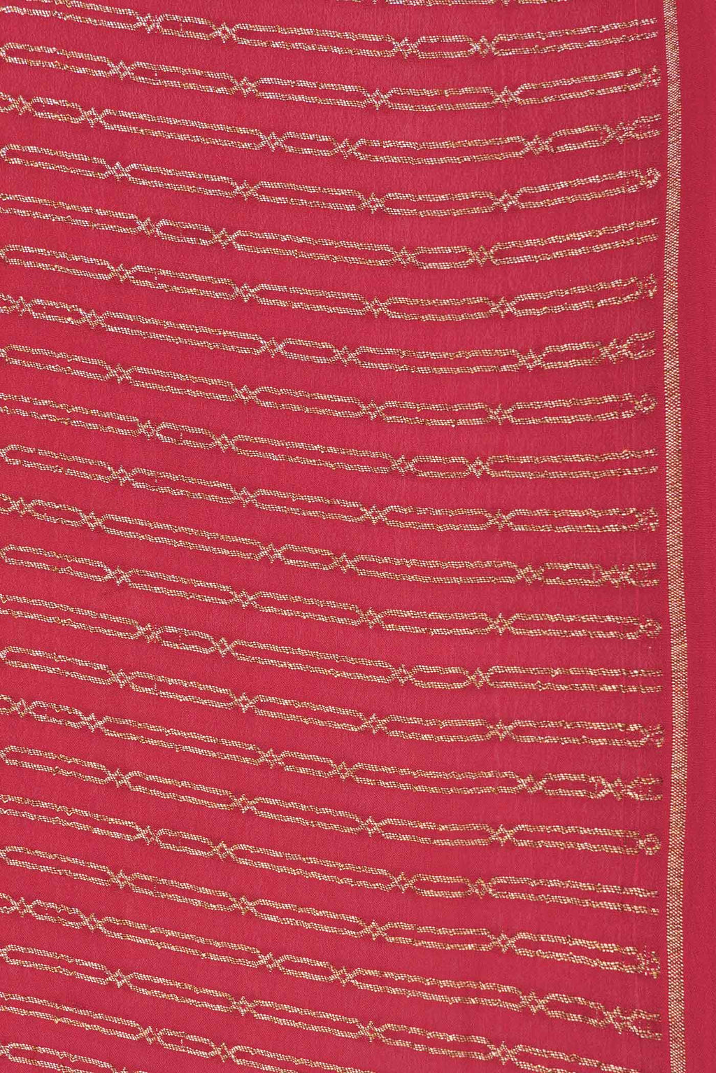 Border image of Red Dual Tone Georgette Saree with Zari Butta on the body and Thin Zari Line