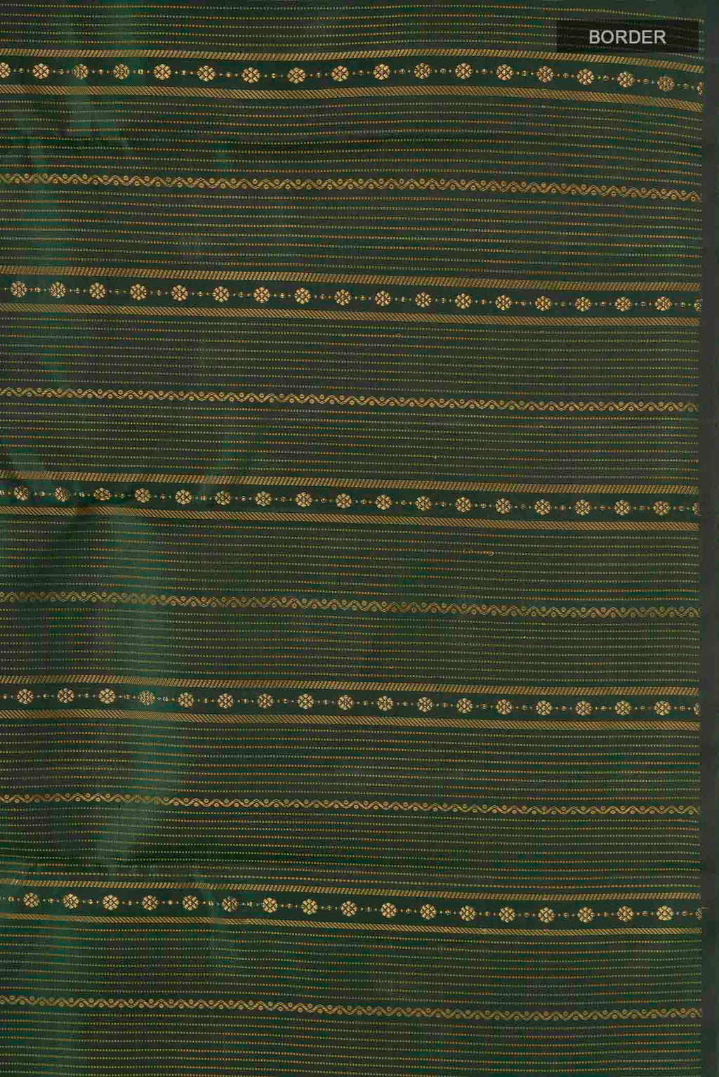 Border image of Green Kanchipuram Silk Saree with Stripes on the body and Without Border