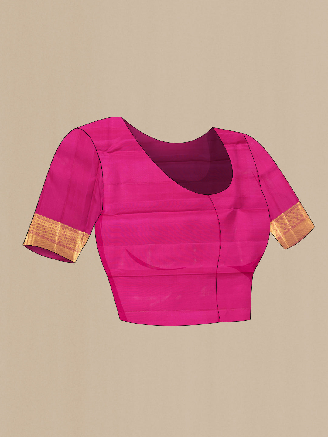 Close up image of the blouse of Mustard Dual Tone Kanjivaram Silk Saree with Jacquard design on the body and Zari Border. 