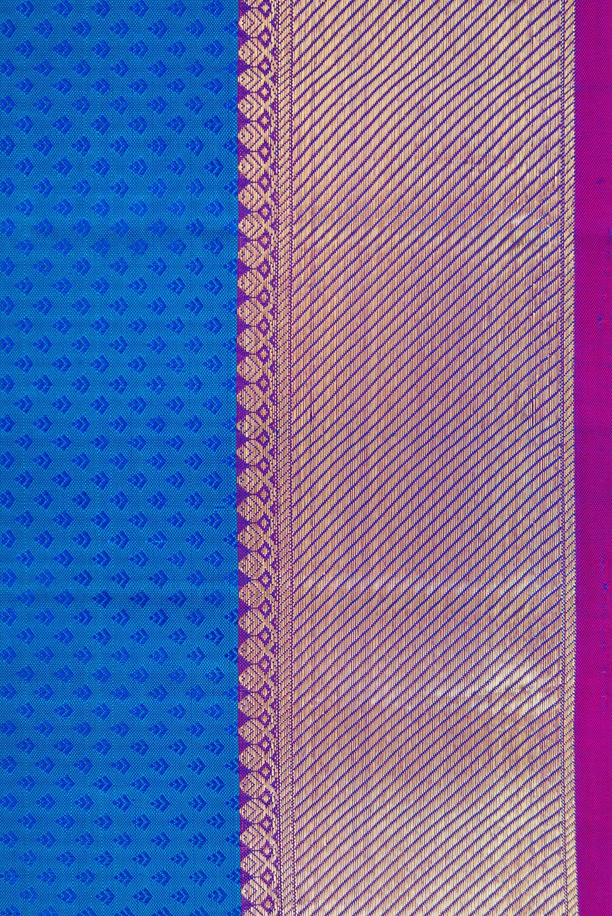 Border image of Royal Blue Dual Tone Kanjivaram Silk Saree with Jacquard design on the body and Zari Border. 