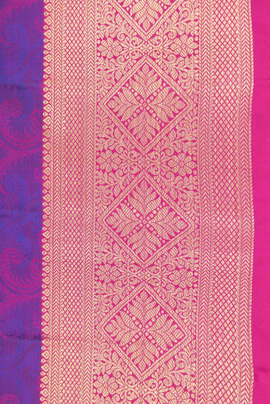 Border image of Purple Dual Tone Kanchipuram Silk Saree with Jacquard design on the body and Zari Border