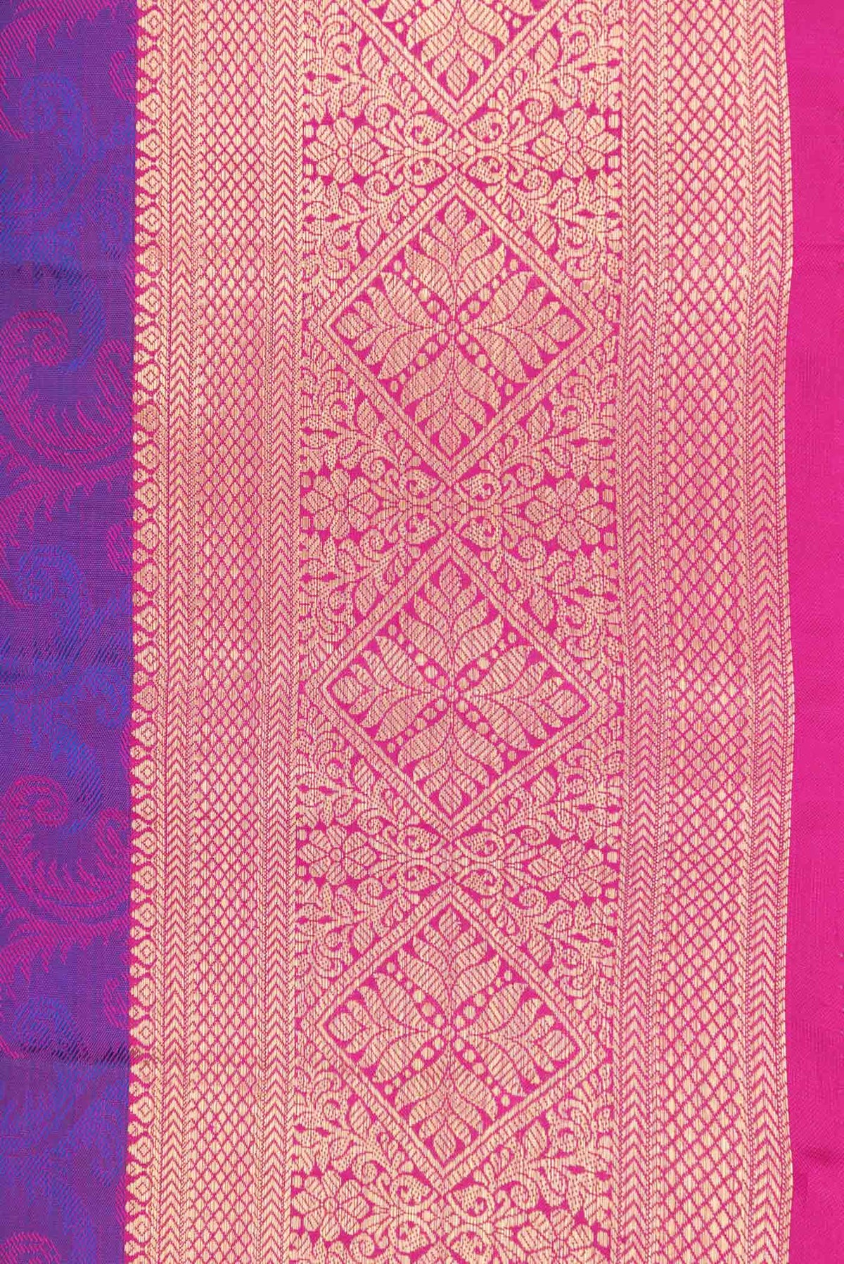 Border image of Purple Dual Tone Kanchipuram Silk Saree with Jacquard design on the body and Zari Border