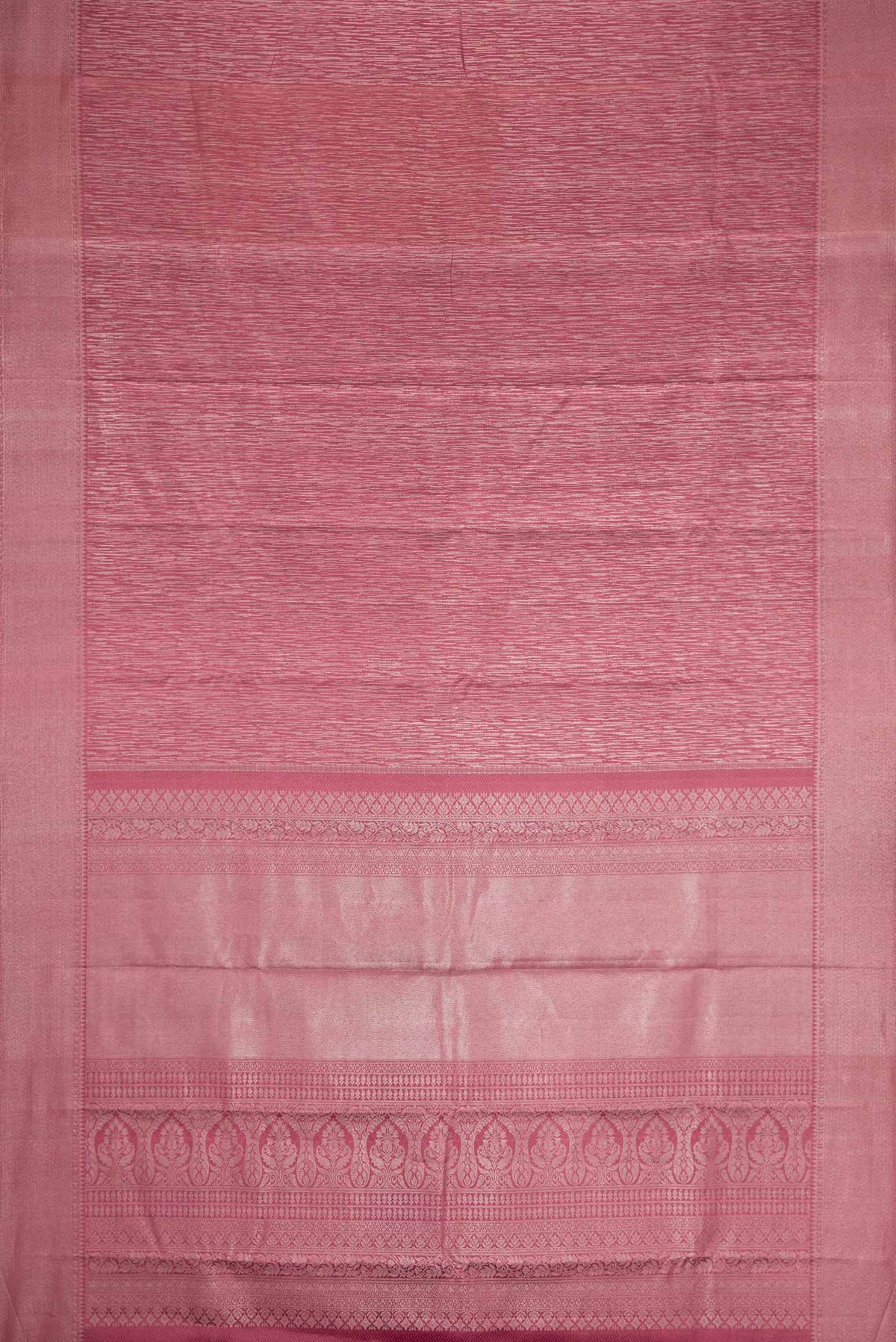 Flat view of Dark Mauve Dual Tone Kanchipuram Silk Saree with Zari Brocade on the body and Zari Border